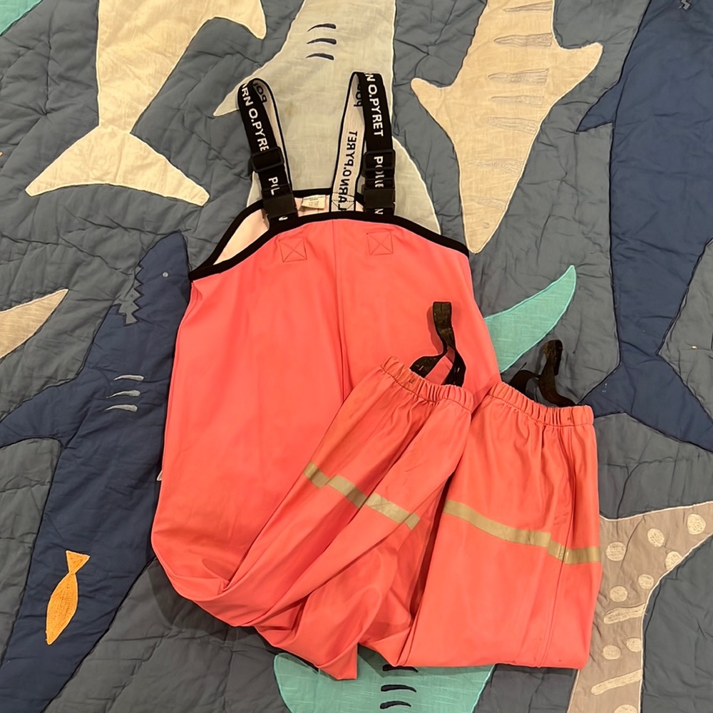 Polarn O Pyret Pink Suspender Rain Pants 4-6